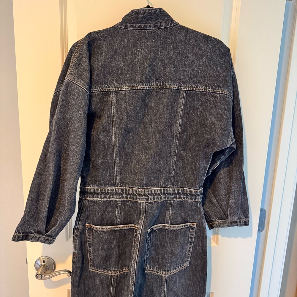 ÉTICA Liv Asymmetric Denim Black Jumpsuit | S - Picture 7 of 10